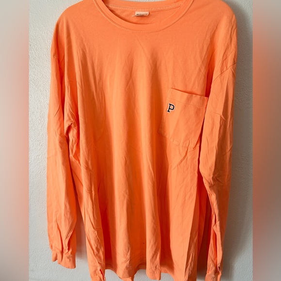 PINK Victoria's Secret Tops - PINK Victoria’s Secret Vibrant Orange Long Sleeve Tee